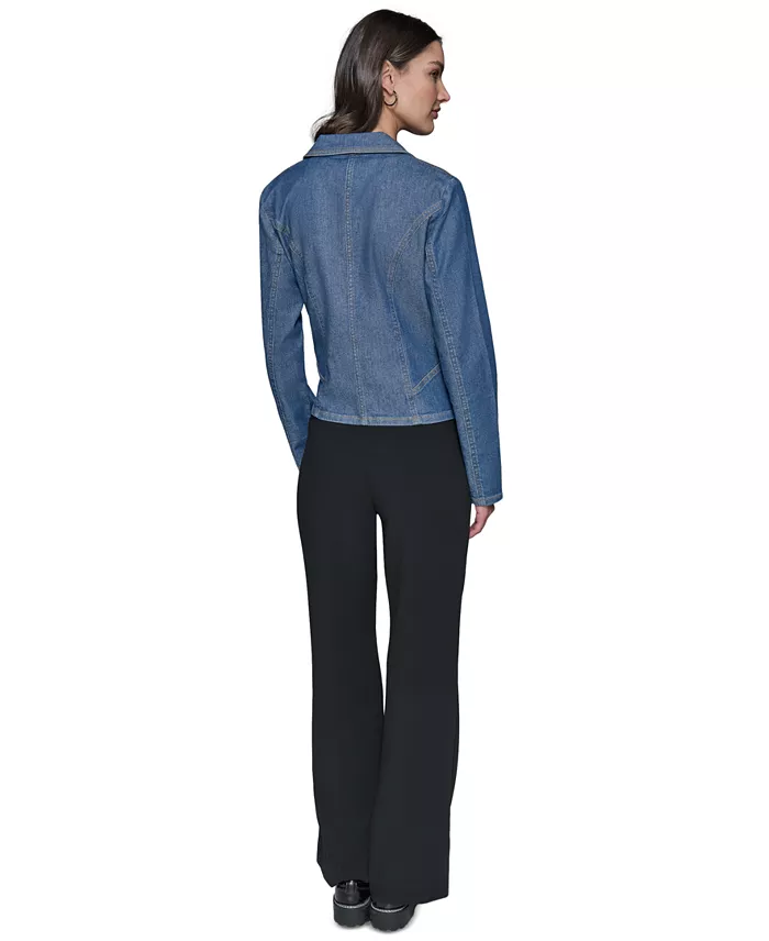KARL LAGERFELD PARIS Women's Double-Breasted Denim Jacket Women's Fashion Shoes & Accessories