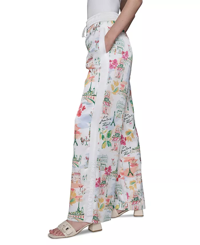 KARL LAGERFELD PARIS Women's Printed Pull-On Pants Women's Fashion Shoes & Accessories