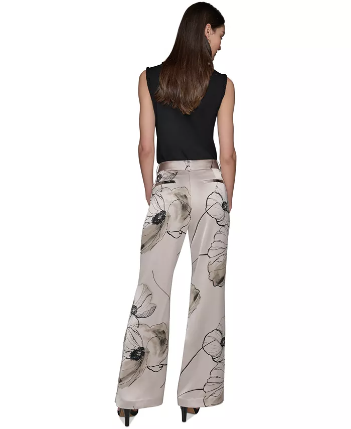 KARL LAGERFELD PARIS Women's Printed Satin Pants Women's Fashion Shoes & Accessories