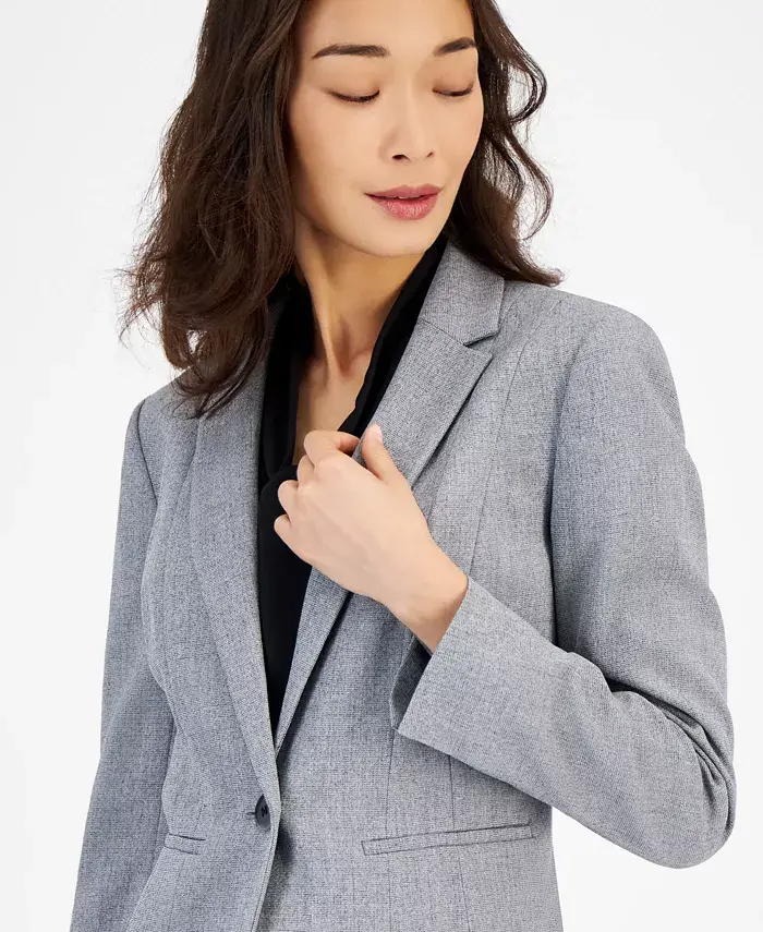 Kasper Women's Stretch Crepe One Button Blazer Regular & Petite Women's Fashion Shoes & Accessories