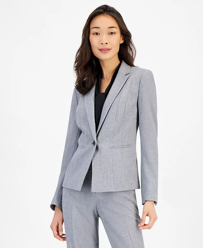 Kasper Women's Stretch Crepe One Button Blazer Regular & Petite Women's Fashion Shoes & Accessories