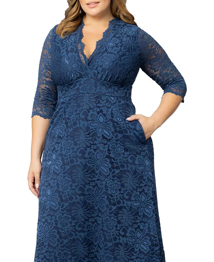 Kiyonna Plus Size Maria Lace Evening Gown Women's Fashion Shoes & Accessories