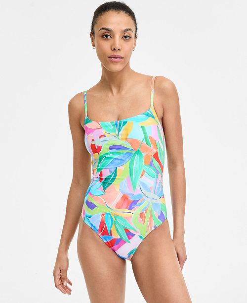 La Blanca Women's Tropi-Flage Printed Scoop-Neck One-Piece Swimsuit Exclusively at Macy's Women's Fashion Shoes & Accessories