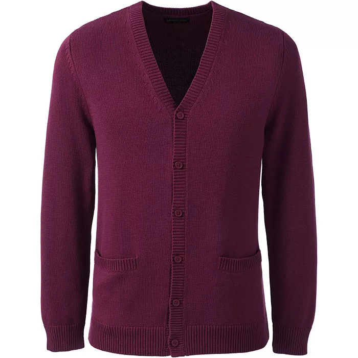 Lands' End Men's Cotton Modal Button Front Cardigan Sweater Men's Fashion & Accessories