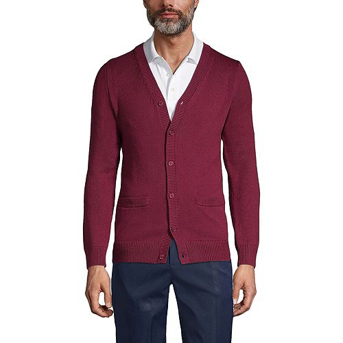 Lands' End Men's Cotton Modal Button Front Cardigan Sweater Men's Fashion & Accessories