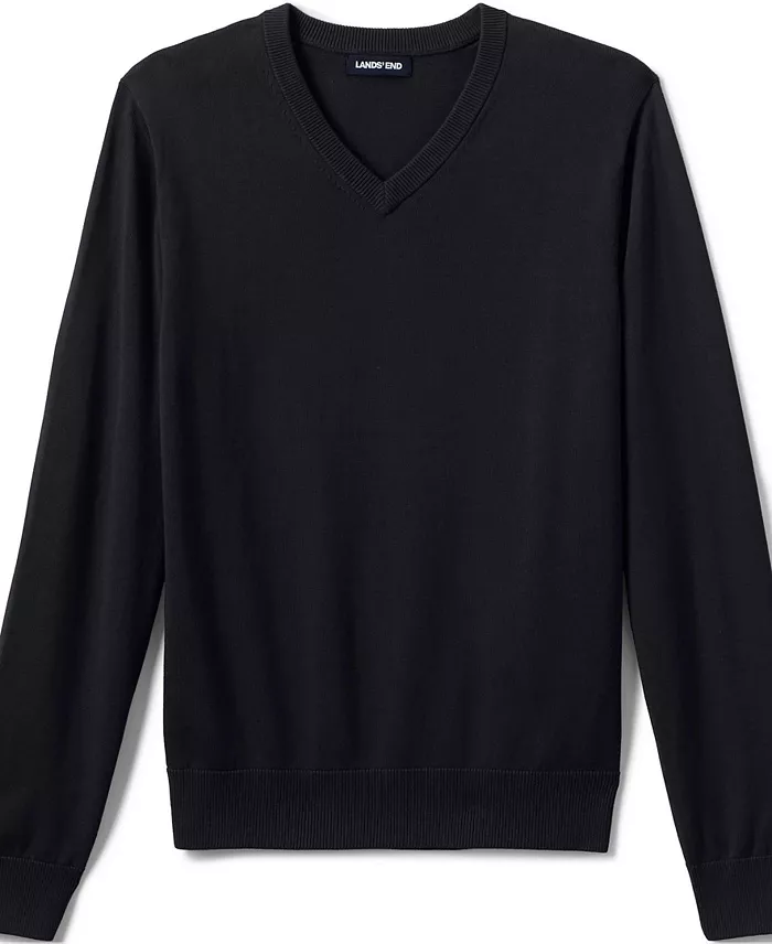 Lands' End Men's Cotton Modal Fine Gauge V-neck Sweater Men's Fashion & Accessories