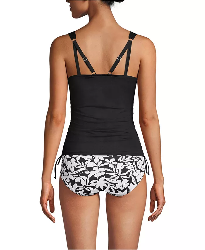 Lands' End Women's Adjustable V-neck Underwire Tankini Swimsuit Top Adjustable Straps Women's Fashion Shoes & Accessories
