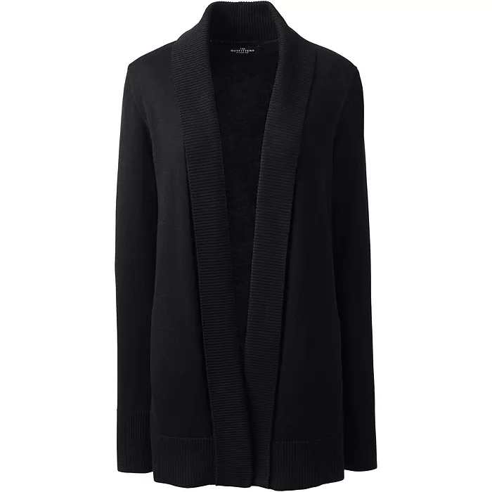 Lands' End Women's Cotton Modal Shawl Collar Cardigan Sweater Women's Fashion Shoes & Accessories