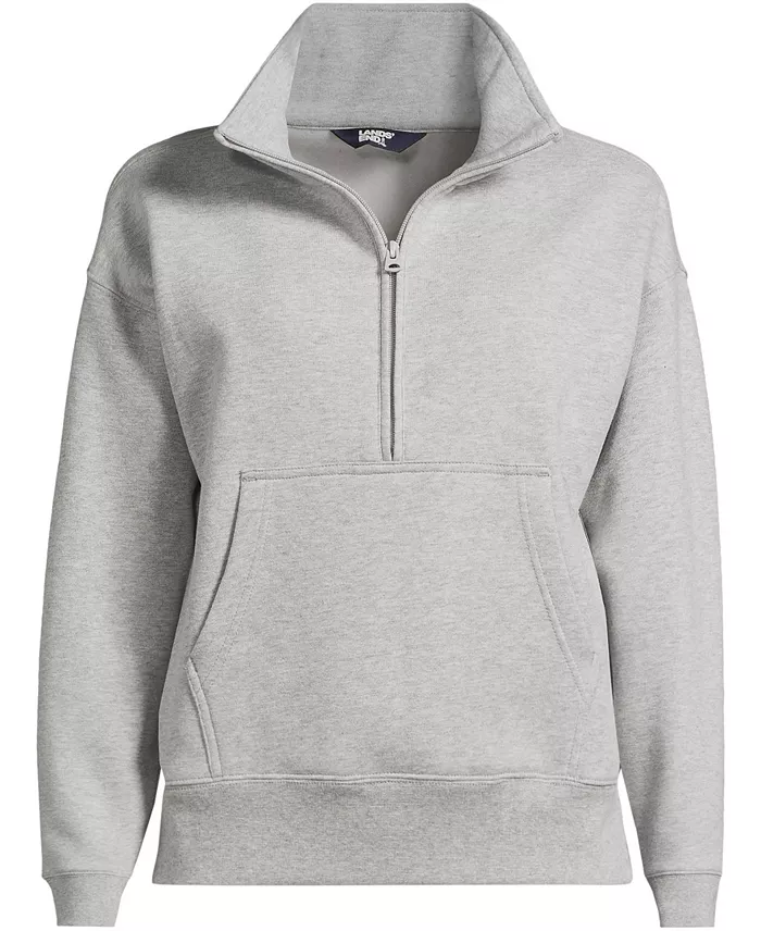 Lands' End Women's Serious Sweats Relaxed Long Sleeve Half Zip Sweatshirt - Set Top Women's Fashion Shoes & Accessories