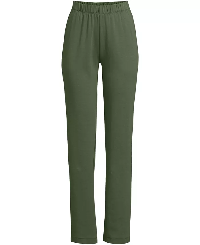 Lands' End Women's Sport Knit High Rise Pants Women's Fashion Shoes & Accessories