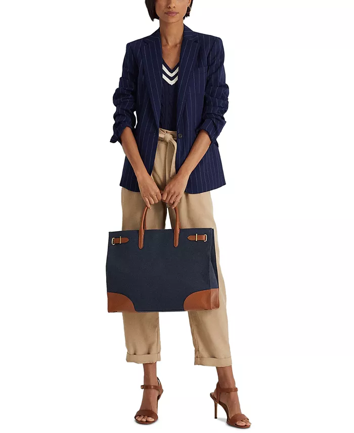 Lauren Ralph Lauren Canvas Large Devyn Tote Bag Handbags Purses & Accessories