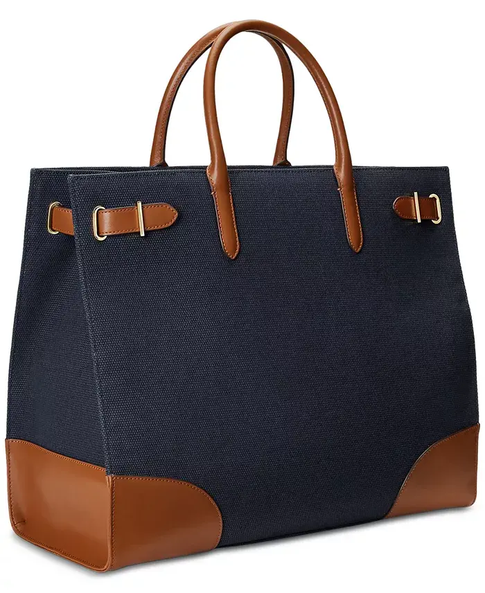 Lauren Ralph Lauren Canvas Large Devyn Tote Bag Handbags Purses & Accessories