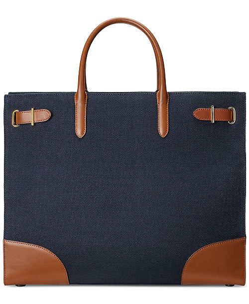 Lauren Ralph Lauren Canvas Large Devyn Tote Bag Handbags Purses & Accessories