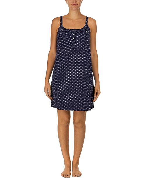 Lauren Ralph Lauren Cotton Knit Double-Strap Nightgown Women's Fashion Shoes & Accessories