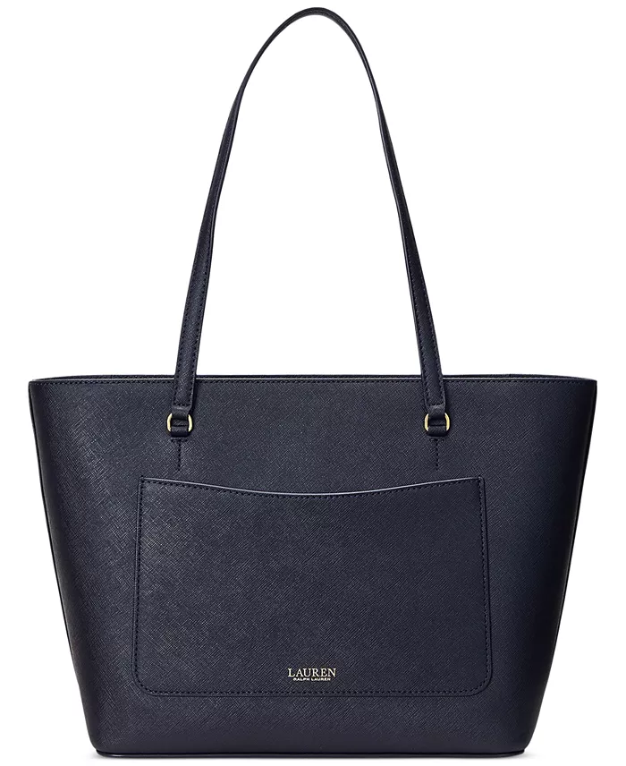 Lauren Ralph Lauren Crosshatch Leather Medium Karly Shopper Tote Handbags Purses & Accessories