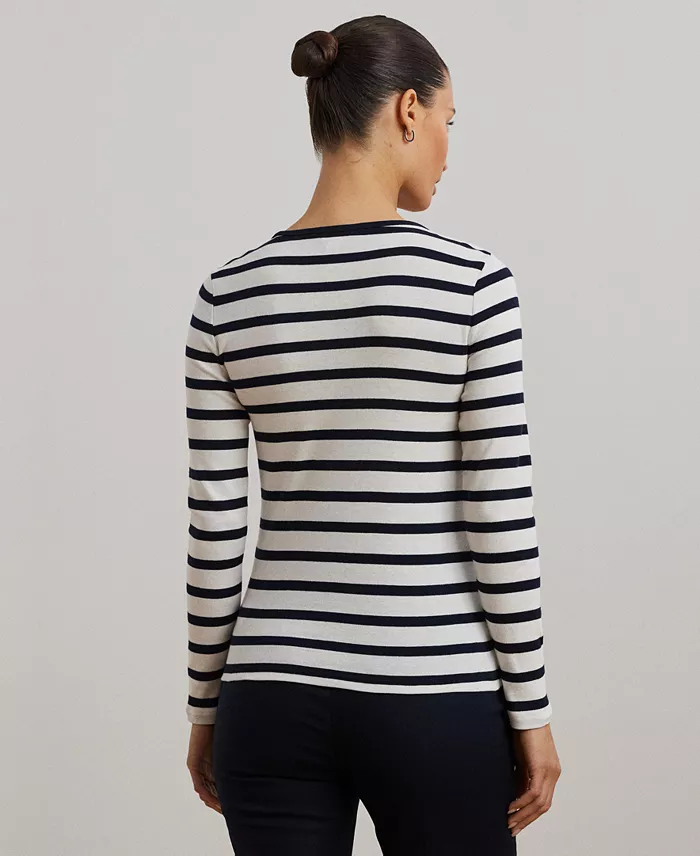 Lauren Ralph Lauren Long-Sleeve Stretch T-Shirt Women's Fashion Shoes & Accessories