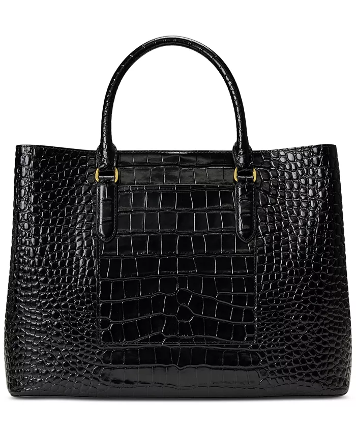 Lauren Ralph Lauren Marcy Large Embossed Leather Satchel Handbags Purses & Accessories
