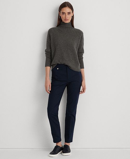 Lauren Ralph Lauren Petite Double-Faced Stretch Cotton Pants Women's Fashion Shoes & Accessories