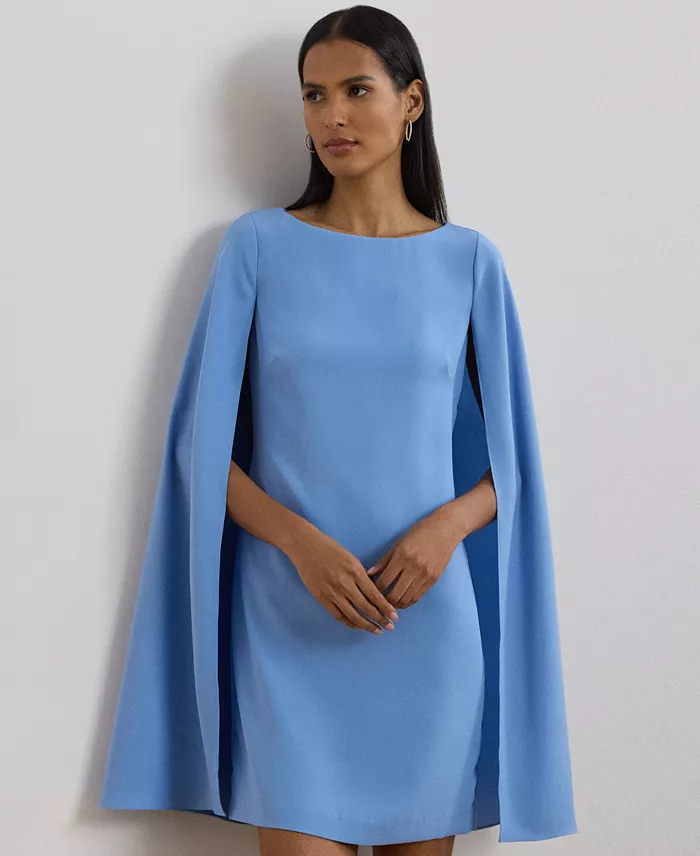 Lauren Ralph Lauren Women's Cape Georgette Cocktail Dress Women's Fashion Shoes & Accessories