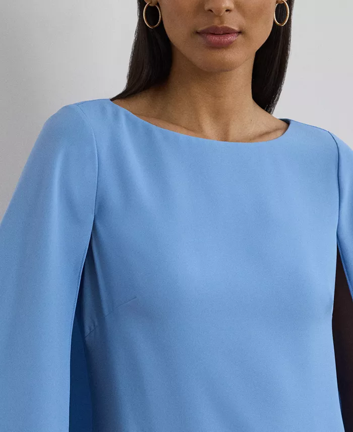 Lauren Ralph Lauren Women's Cape Georgette Cocktail Dress Women's Fashion Shoes & Accessories