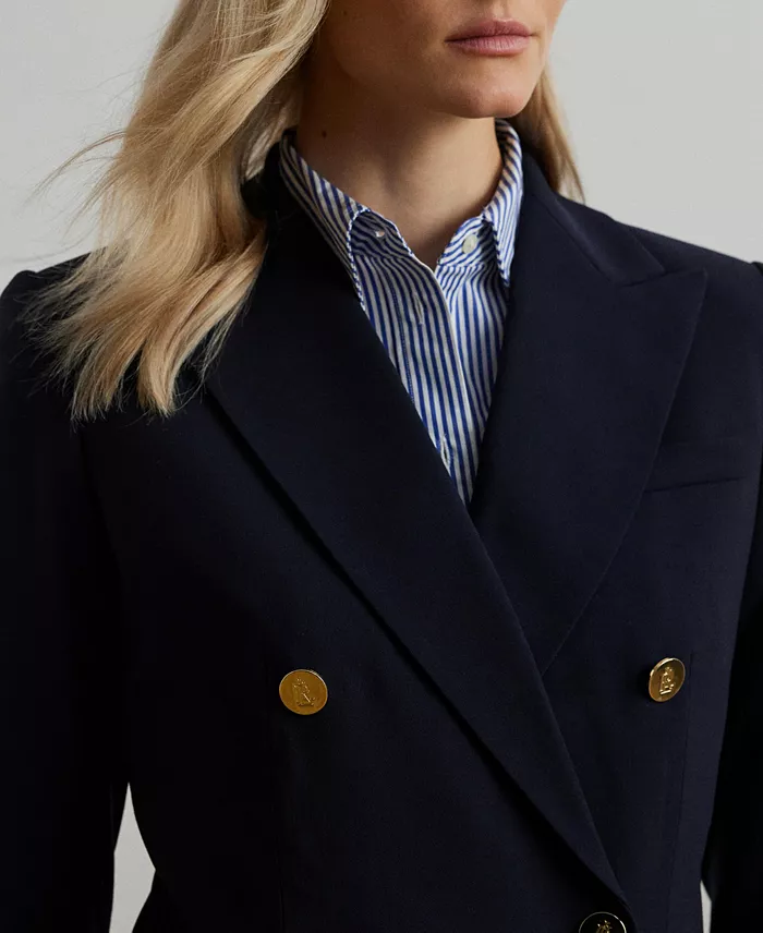 Lauren Ralph Lauren Women's Double-Breasted Wool Crepe Blazer Women's Fashion Shoes & Accessories