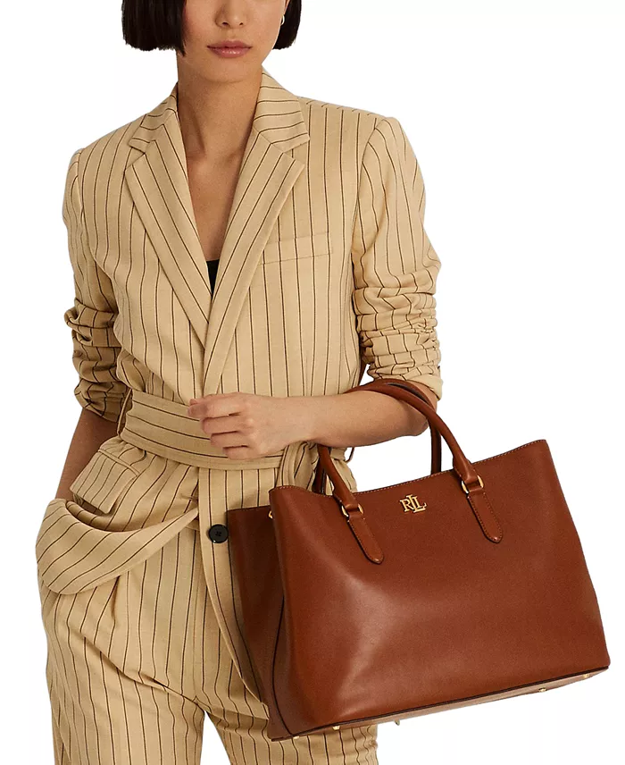 Lauren Ralph Lauren Women's Full-Grain Smooth Leather Large Marcy Satchel Handbags Purses & Accessories