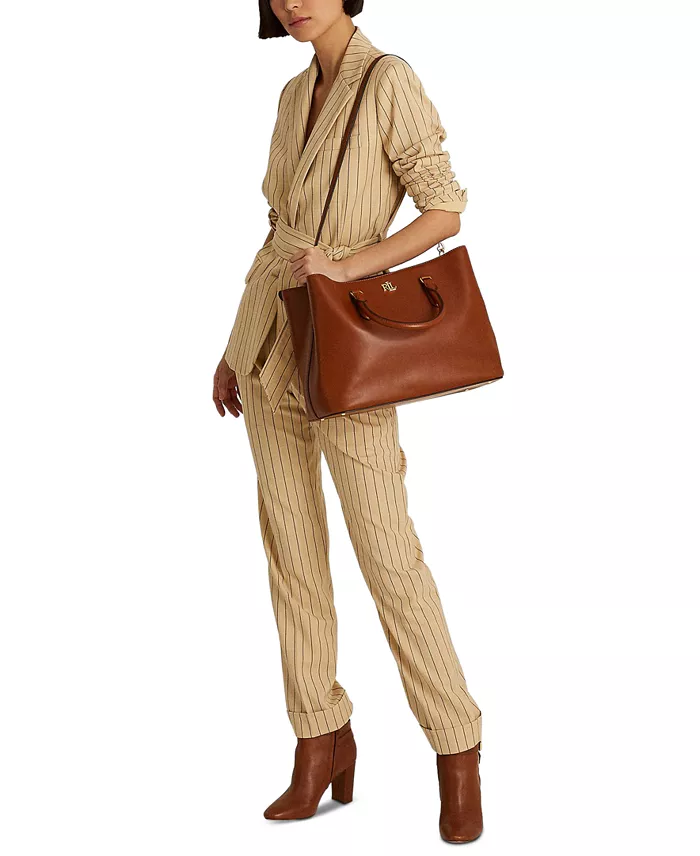 Lauren Ralph Lauren Women's Full-Grain Smooth Leather Large Marcy Satchel Handbags Purses & Accessories