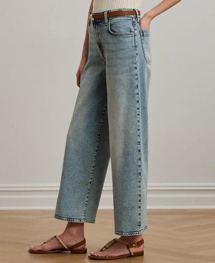 Lauren Ralph Lauren Women's High-Rise Wide-Leg Cropped Jeans Women's Fashion Shoes & Accessories