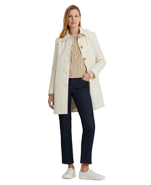 Lauren Ralph Lauren Women's Hooded Raincoat Women's Fashion Shoes & Accessories