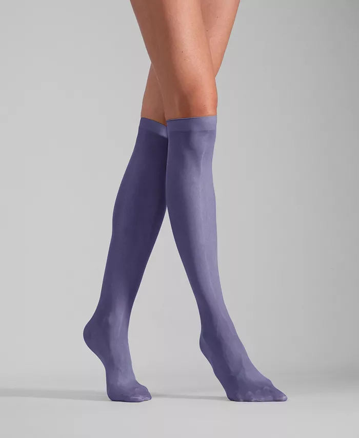 LECHERY Women's Set Of 2 Lustrous Silky Shiny Sheer Dress Knee-high Stockings Socks SKU15049-BL Women's Fashion Shoes & Accessories