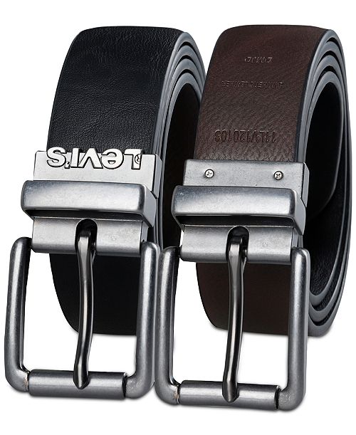 Levi's Men's Logo Buckle Stretch Reversible Leather Belt Men's Fashion & Accessories