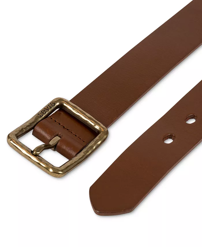 Levi's Women's Hammered Center Bar Buckle Casual Leather Belt Women's Fashion Shoes & Accessories