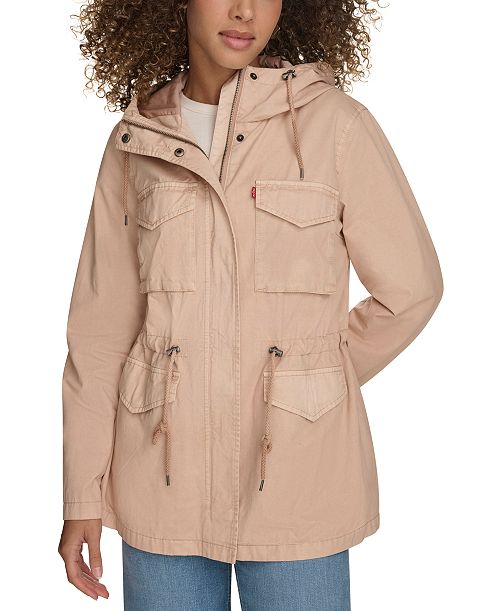 Levi's Women's Lightweight Washed Cotton Military Jacket Women's Fashion Shoes & Accessories