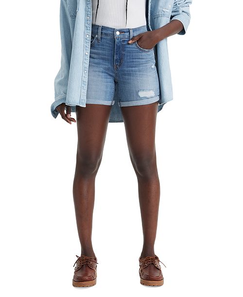 Levi's Women's Mid Rise Mid-Length Stretch Shorts Women's Fashion Shoes & Accessories