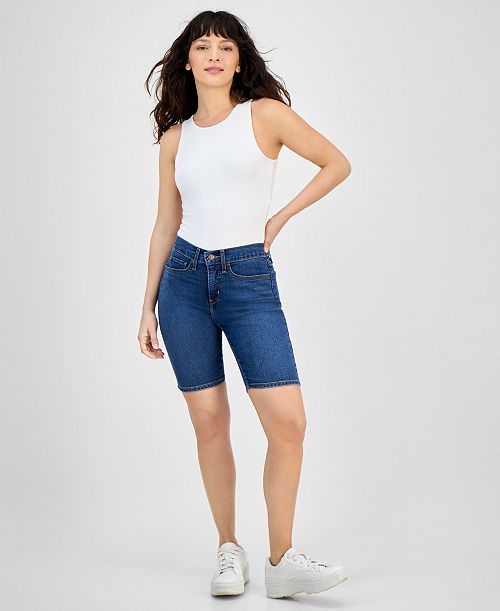 Levi's Women's Mid-Rise Shaping Bermuda Shorts Women's Fashion Shoes & Accessories