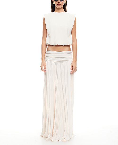 Lioness Women's Field Of Dreams Crop Top & Pleated Maxi Skirt Women's Fashion Shoes & Accessories