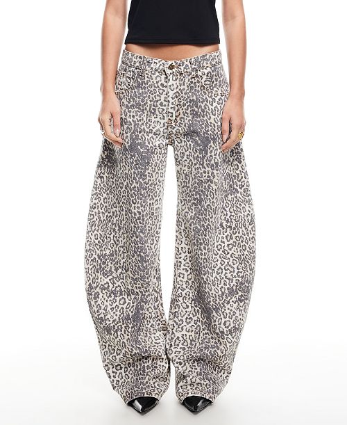Lioness Women's Leopard-Print Horseshoe Jeans Women's Fashion Shoes & Accessories