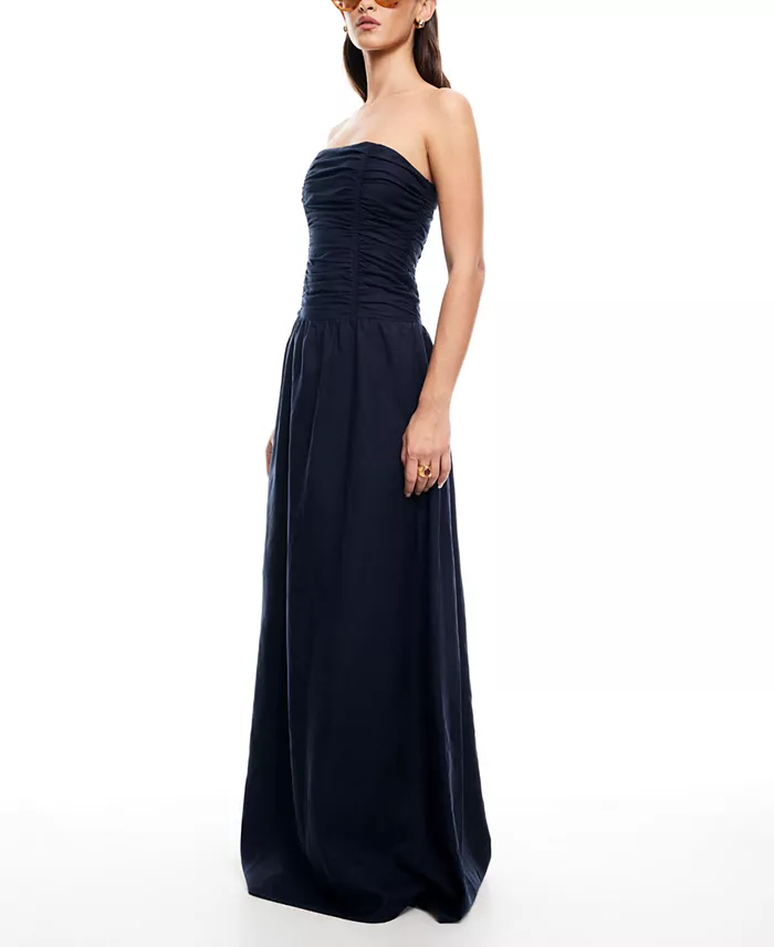 Lioness Women's Lush Strapless Linen-Blend Maxi Dress Women's Fashion Shoes & Accessories
