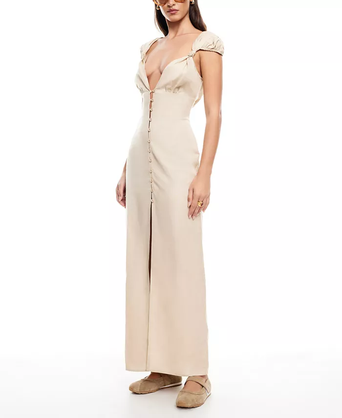 Lioness Women's Meadow Linen-Blend Maxi Dress Women's Fashion Shoes & Accessories
