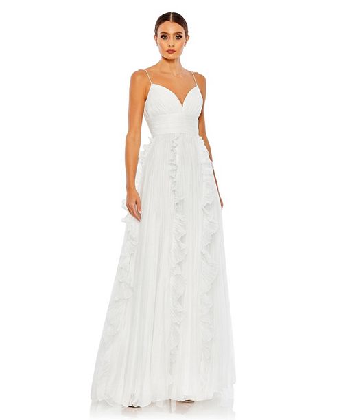 Mac Duggal Women's Ieena Pleated Sleeveless Flowy Gown Women's Fashion Shoes & Accessories