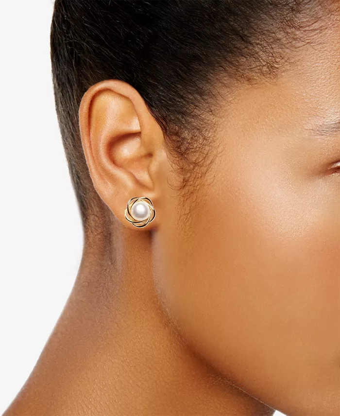 Macy's 2-Pc. Set Cultured Freshwater Pearl (7mm) Flower Pendant Necklace & Matching Stud Earrings In 18k Gold-Plated Sterling Silver Or Sterling Silver Jewelry & Watches
