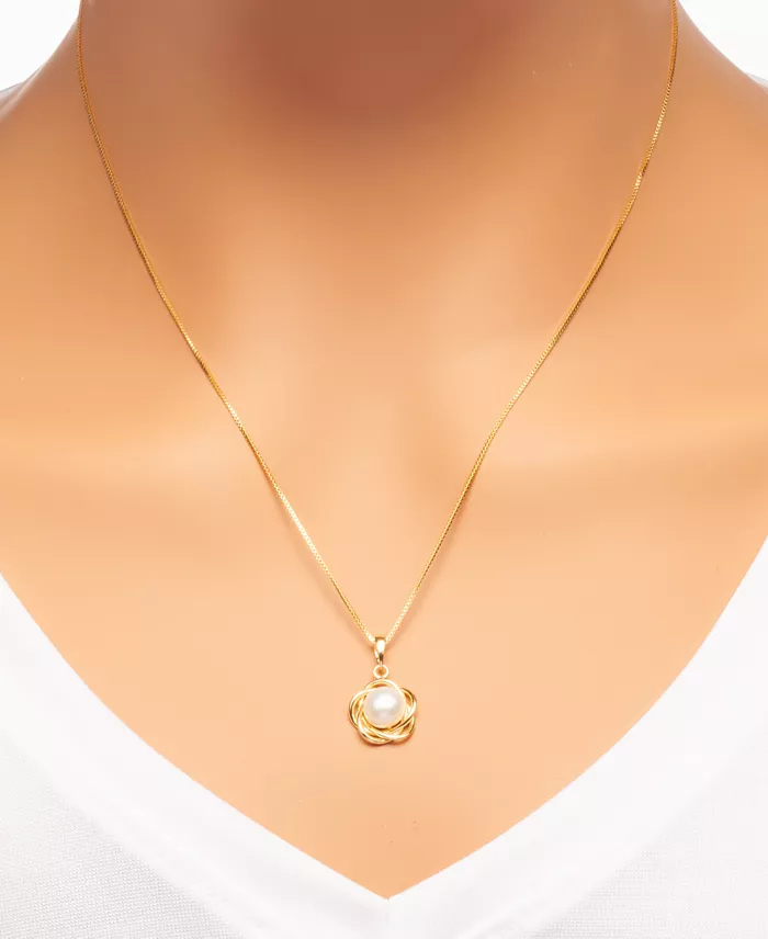 Macy's 2-Pc. Set Cultured Freshwater Pearl (7mm) Flower Pendant Necklace & Matching Stud Earrings In 18k Gold-Plated Sterling Silver Or Sterling Silver Jewelry & Watches