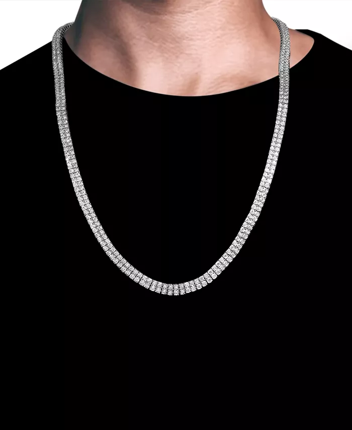 Macy's Diamond 24" Double Row Necklace (1 Ct. T.w.) In Sterling Silver Jewelry & Watches