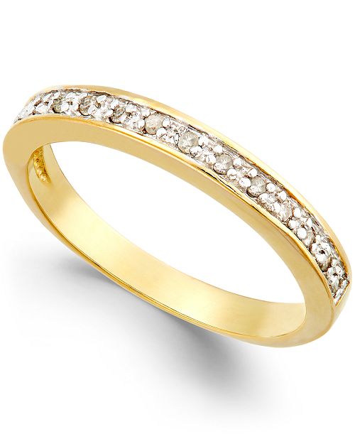 Macy's Diamond Band (1/10 ct. t.w.) in 18k Gold over Sterling Silver Jewelry & Watches