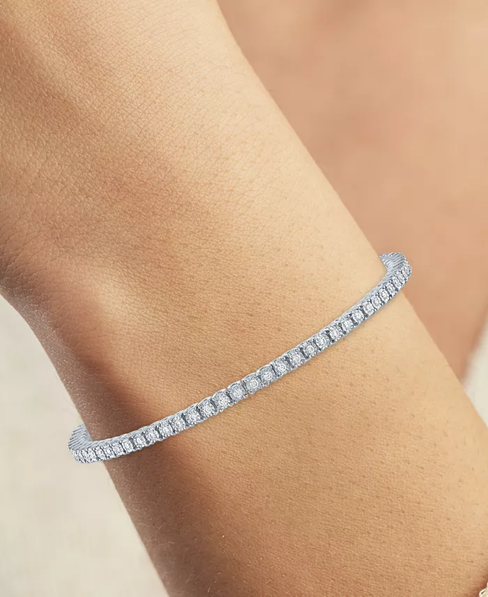 Macy's Diamond Tennis Bracelet (1 Ct. T.w.) In Sterling Silver 14k Gold-Plated Sterling Silver Or 14k Rose Gold-Plated Sterling Silver Jewelry & Watches