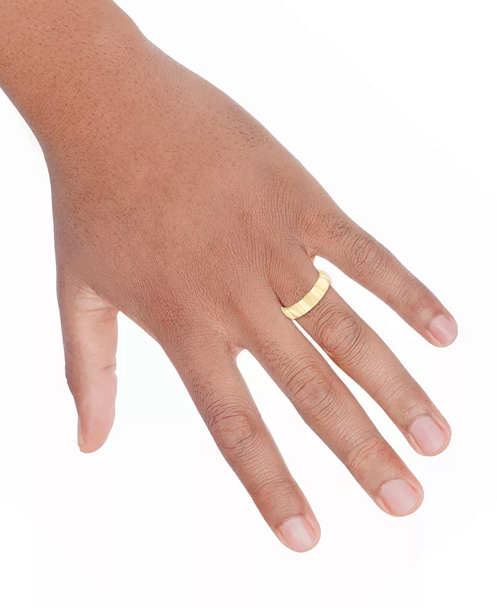 Macy's Men's Polished Wedding Band In 18k Gold-Plated Sterling Silver (Also In Sterling Silver) Jewelry & Watches