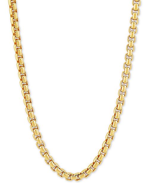 Macy's Rounded Box Link 24" Chain Necklace in 18k Gold-Plated Sterling Silver Jewelry & Watches