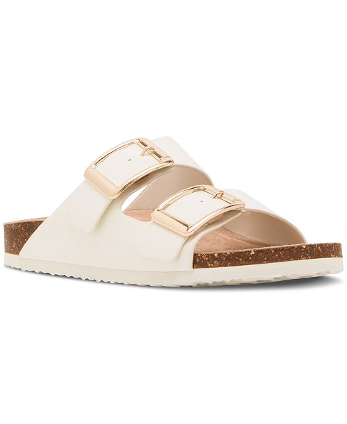 Madden Girl Bodie Buckle Footbed Slide Sandals Women's Fashion Shoes & Accessories