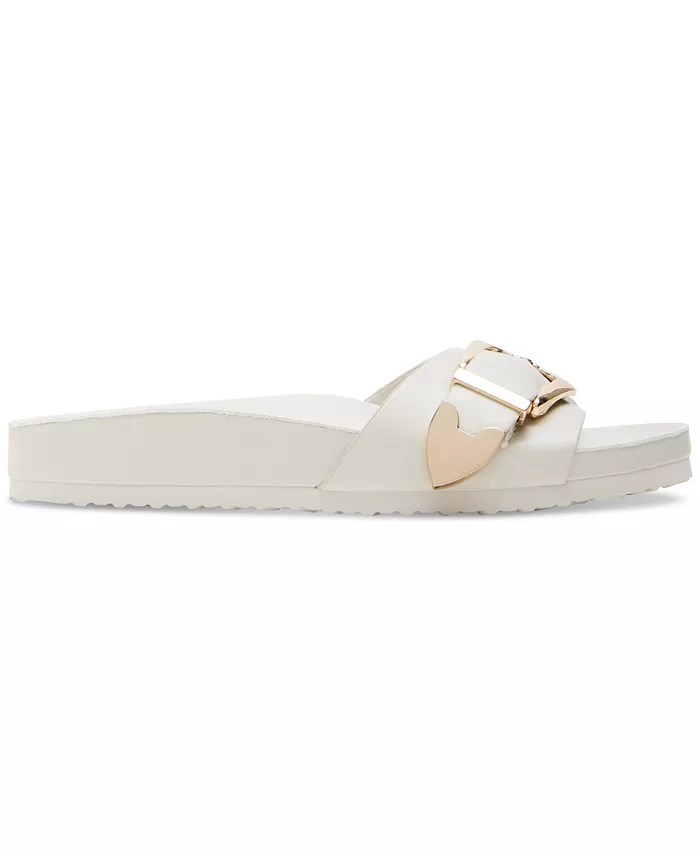 Madden Girl Brookk Buckled Footbed Slide Flat Sandals Women's Fashion Shoes & Accessories