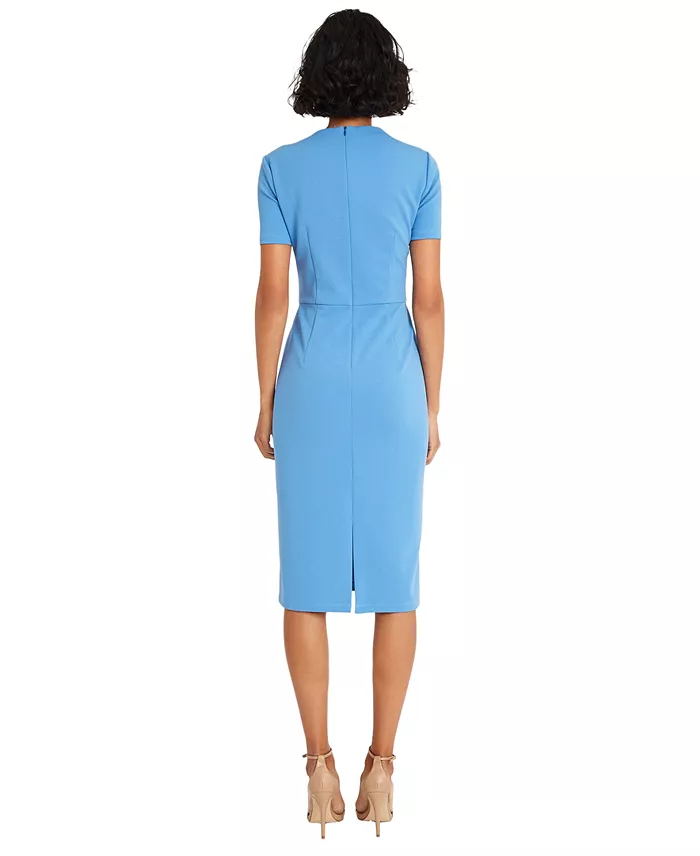 Maggy London Women's Shirred-Shoulder Sheath Dress Women's Fashion Shoes & Accessories